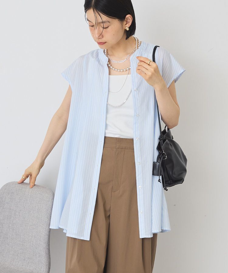 AMERICAN HOLIC「【接触冷感】フレンチスリーブフレアスキッパーブラウス」|シャツ・ブラウス|