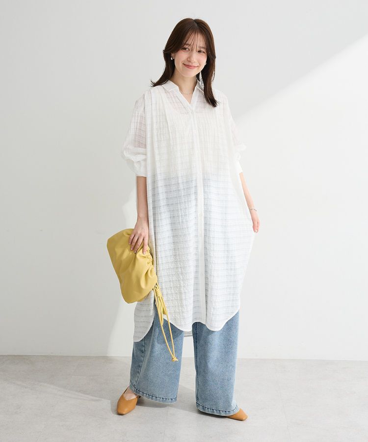 Green Parks「シアーチェックシャツワンピース」|ワンピース|