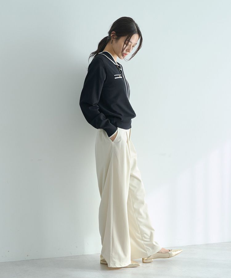 YECCA VECCA「ベルテッドカルゼ起毛ワイドパンツ」|その他|