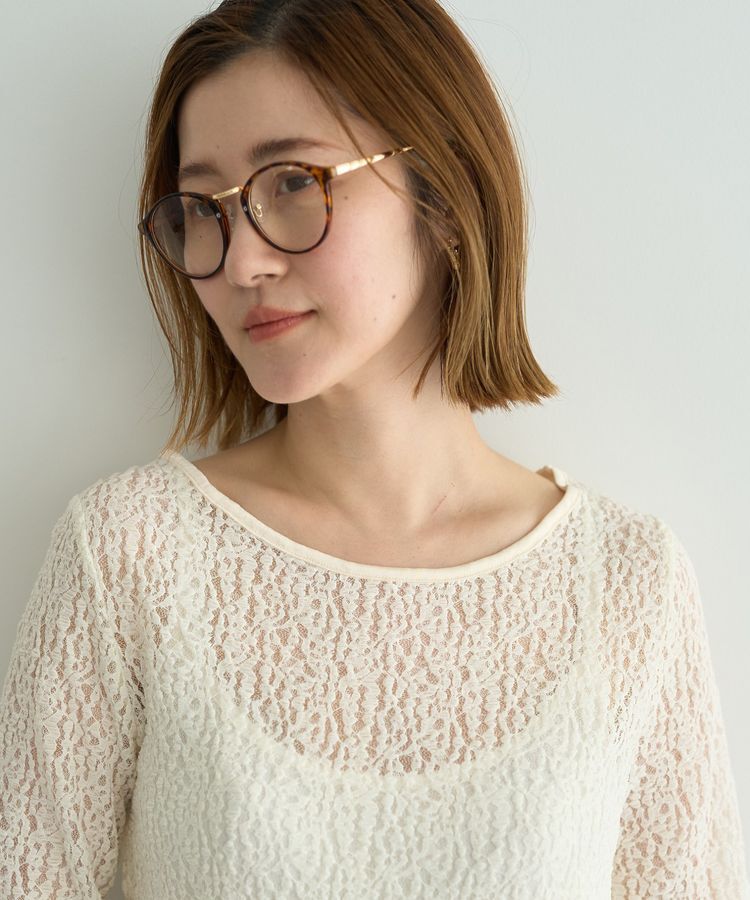 YECCA VECCA「5分袖レースシアートップス」|Tシャツ・カットソー|