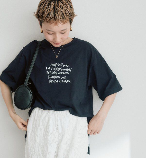  「【＠kokiminitaコラボ】ロゴプリント&times;ロゴ刺繍Tシャツ」|Tシャツ・カットソー|ネイビー