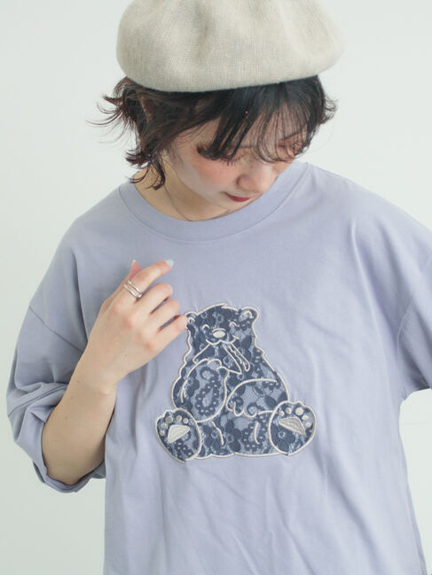 Samansa Mos2「【メルヘン&times;Samansa Mos2】レース貼りTシャツ」|Tシャツ・カットソー|