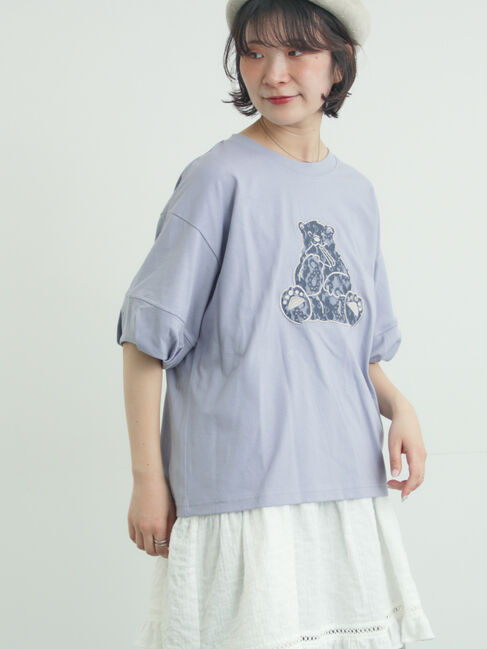 Samansa Mos2「【メルヘン&times;Samansa Mos2】レース貼りTシャツ」|Tシャツ・カットソー|