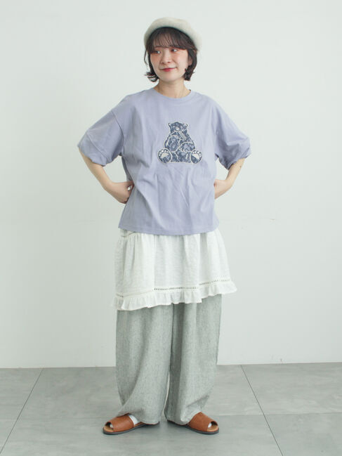 Samansa Mos2「【メルヘン&times;Samansa Mos2】レース貼りTシャツ」|Tシャツ・カットソー|