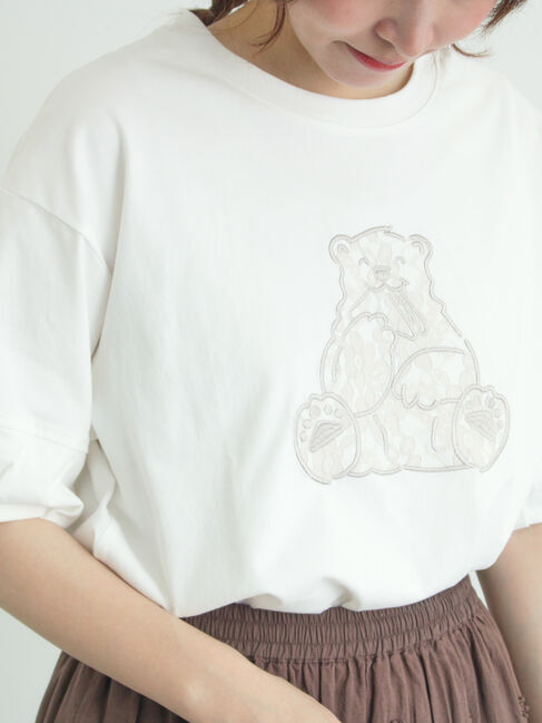 Samansa Mos2「【メルヘン&times;Samansa Mos2】レース貼りTシャツ」|Tシャツ・カットソー|