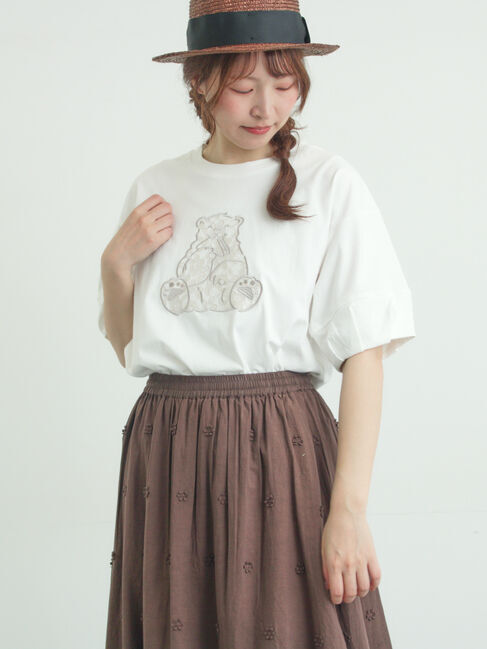 Samansa Mos2「【メルヘン&times;Samansa Mos2】レース貼りTシャツ」|Tシャツ・カットソー|