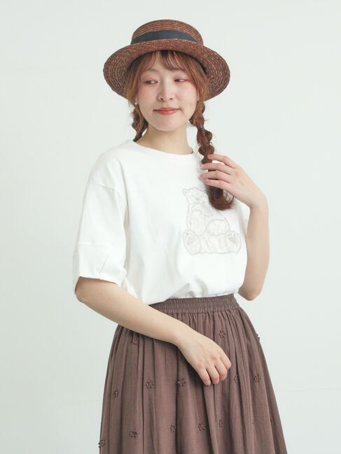 Samansa Mos2「【メルヘン&times;Samansa Mos2】レース貼りTシャツ」|Tシャツ・カットソー|