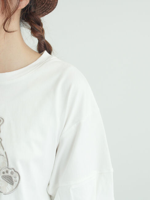Samansa Mos2「【メルヘン&times;Samansa Mos2】レース貼りTシャツ」|Tシャツ・カットソー|