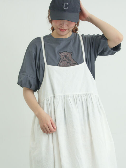 Samansa Mos2「【メルヘン&times;Samansa Mos2】レース貼りTシャツ」|Tシャツ・カットソー|チャコールグレー