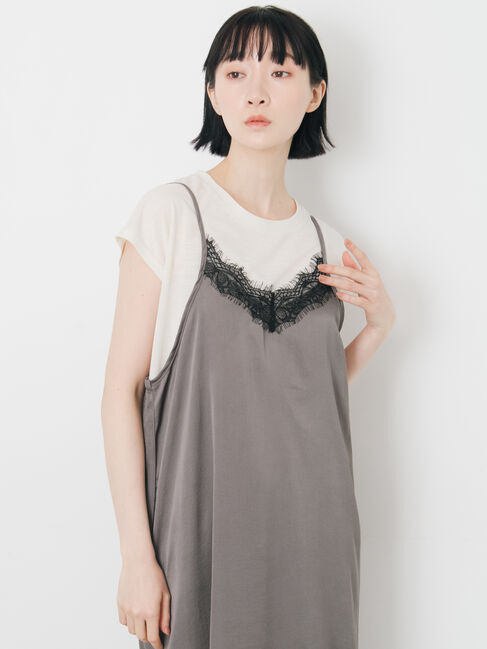 Samansa Mos2「【抗菌、接触冷感】シアー梨地フレンチスリーブTシャツ」|Tシャツ・カットソー|