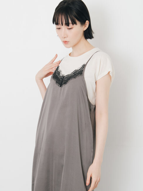 Samansa Mos2「【抗菌、接触冷感】シアー梨地フレンチスリーブTシャツ」|Tシャツ・カットソー|
