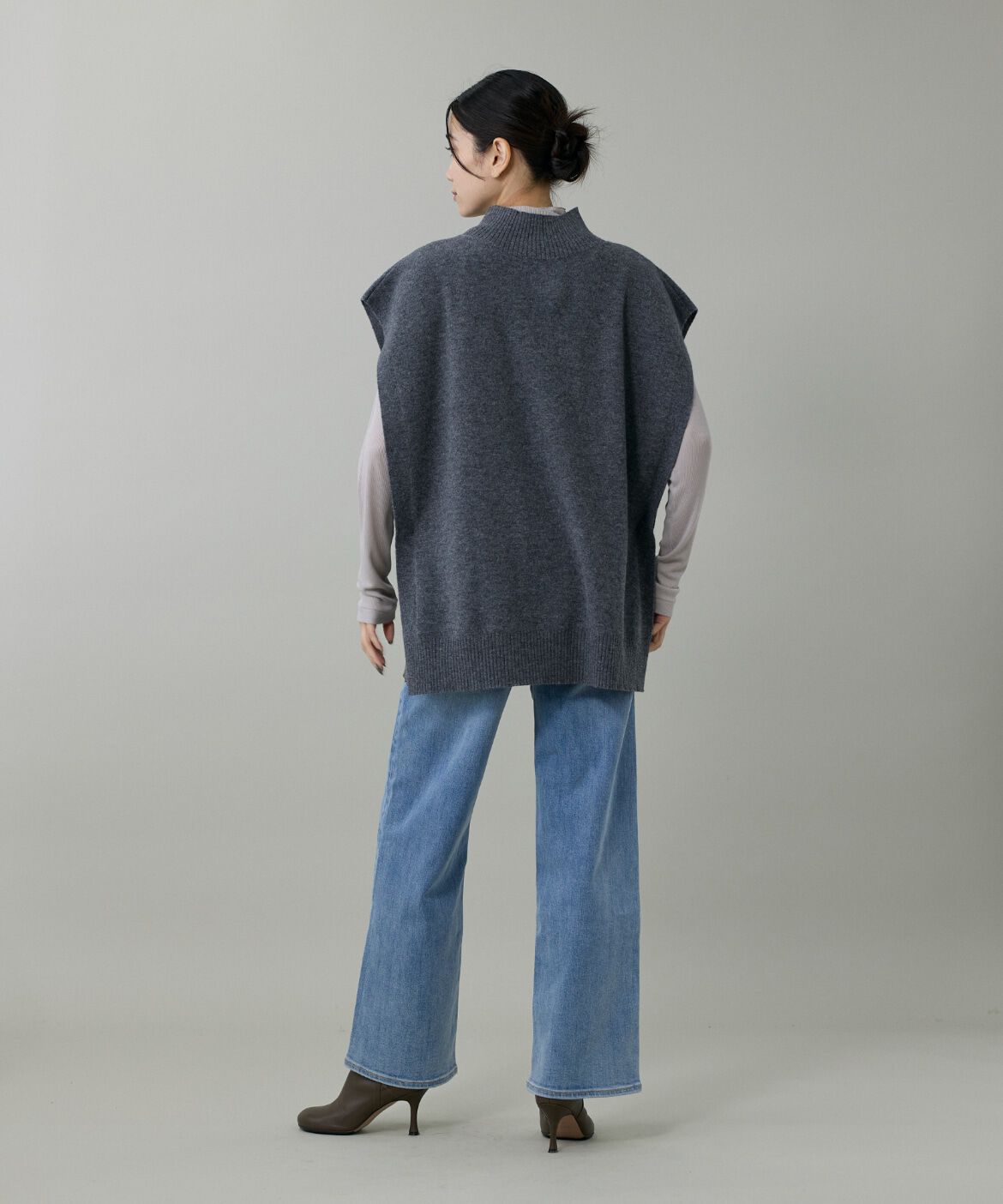 INED「《大きいサイズ》ハイネックロングTシャツ」|Tシャツ・カットソー|