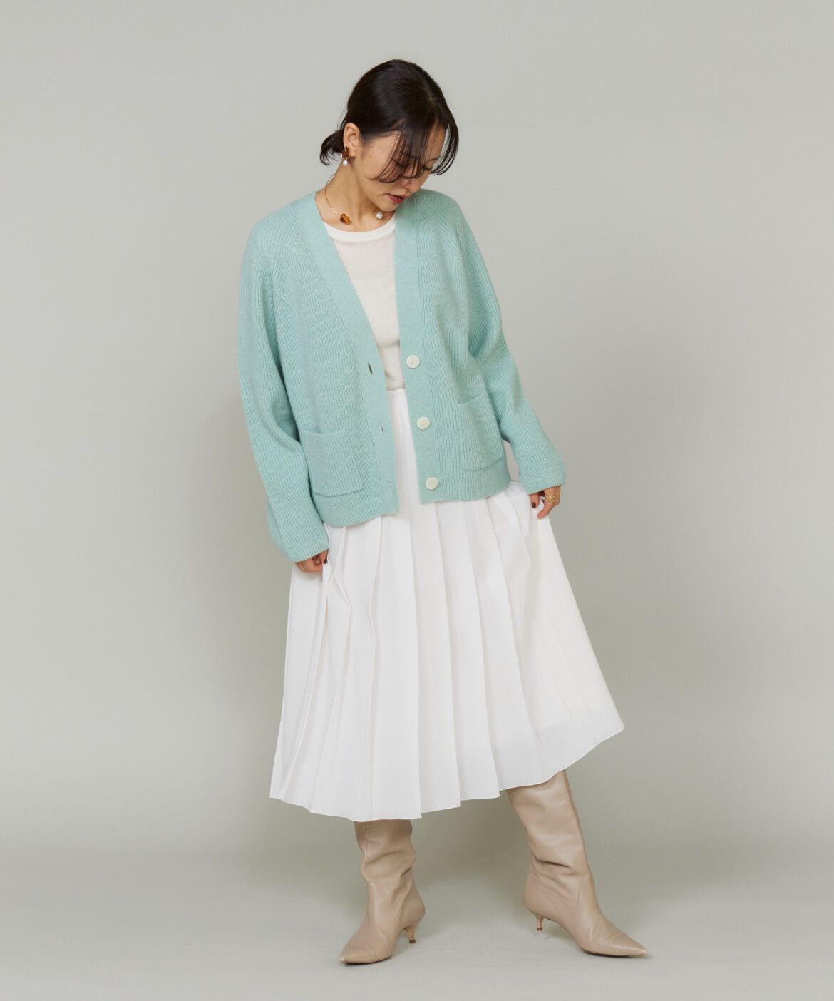 Le Souk「《大きいサイズ》アルパカブレンドＶネックカーディガン」|カーディガン|