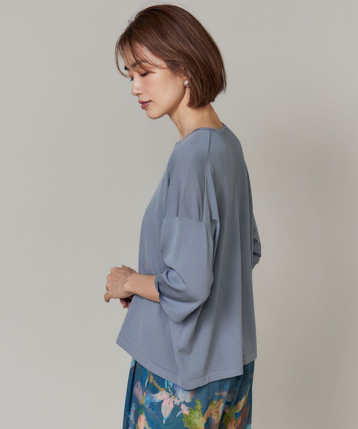 INED「《大きいサイズ》Tシャツ風ニット」|ニット・セーター|