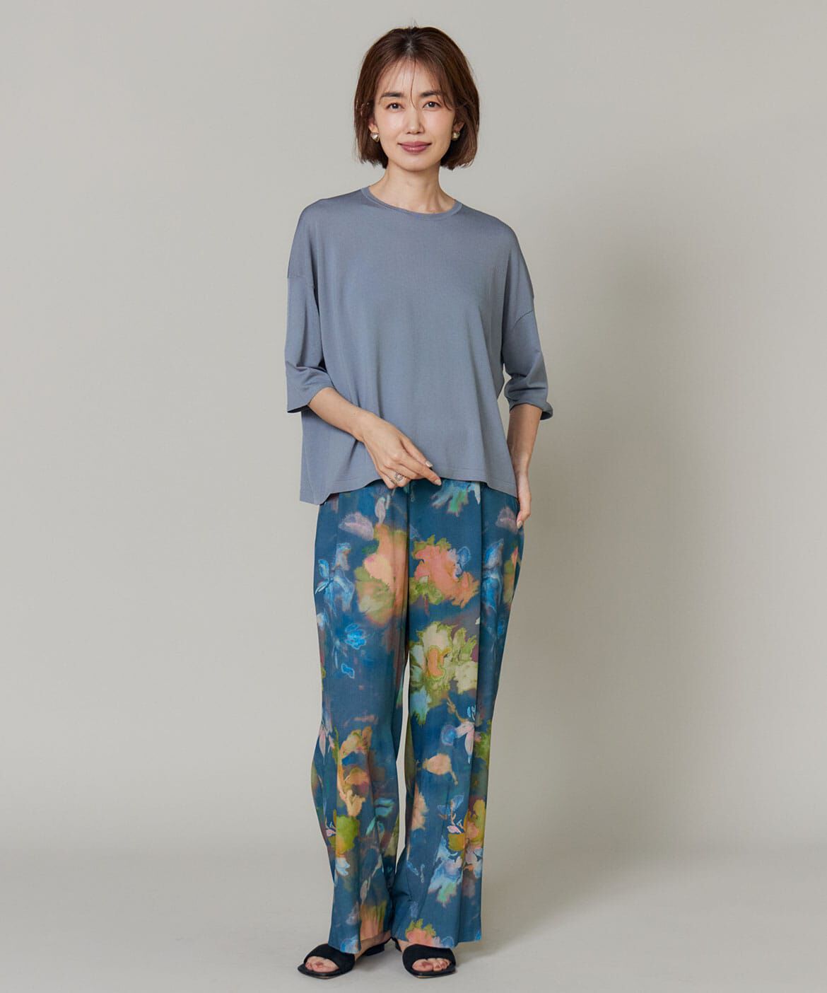 INED「《大きいサイズ》Tシャツ風ニット」|ニット・セーター|
