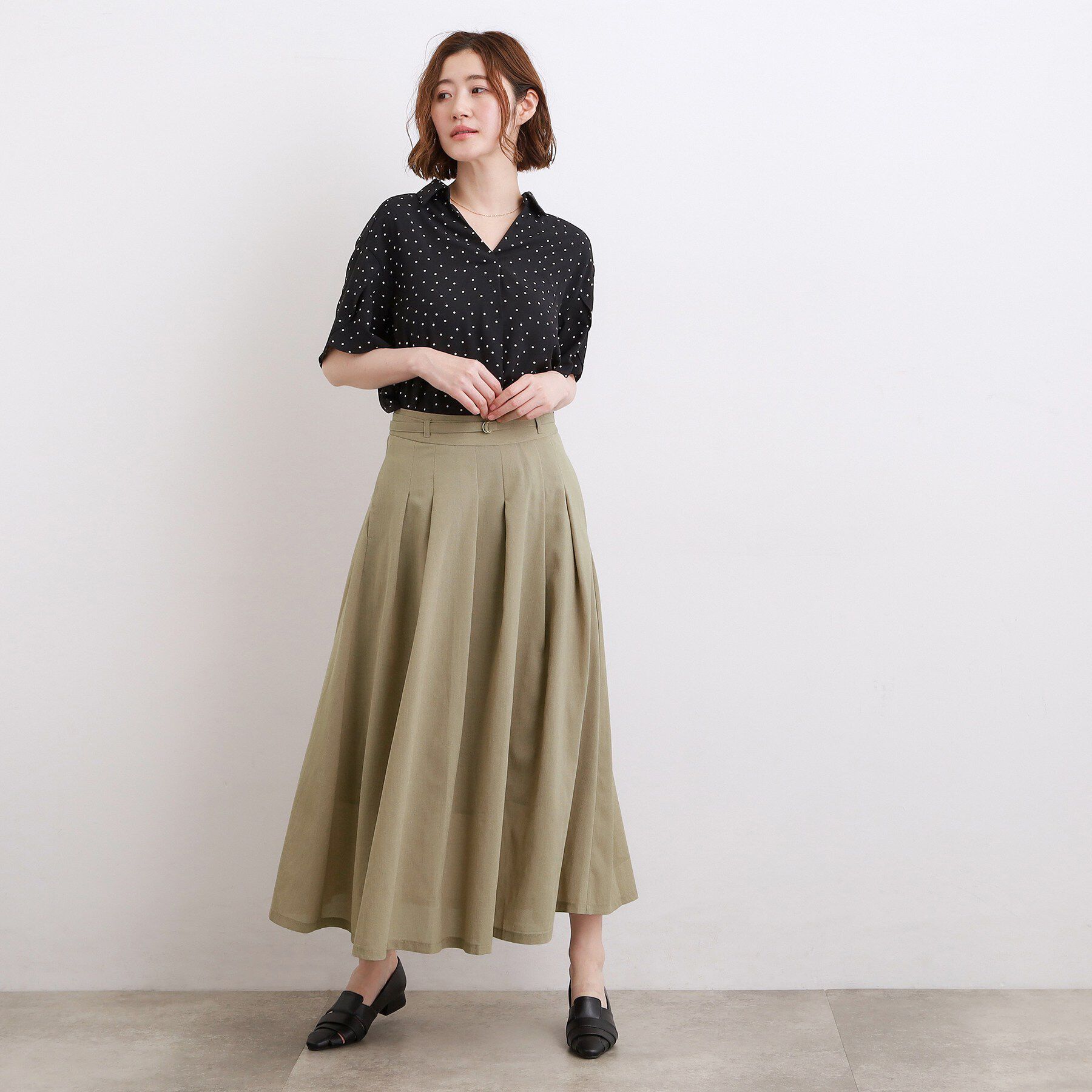 grove「【洗える】ON/OFF使える、ベルト付フレアスカート」|スカート|