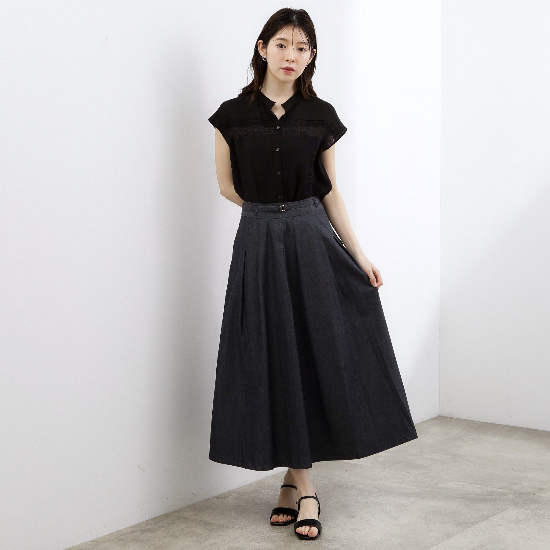 grove「【洗える】ON/OFF使える、ベルト付フレアスカート」|スカート|