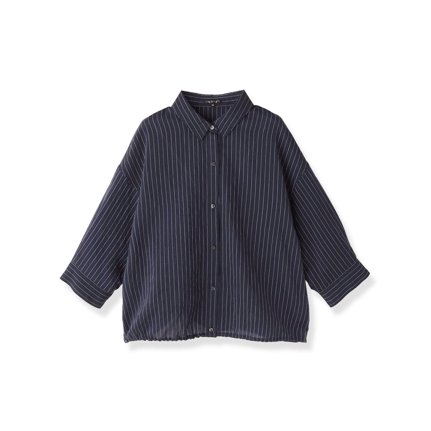 INDIVI「【シアー／7分袖】体型カバーゆったりシャツ」|シャツ・ブラウス|