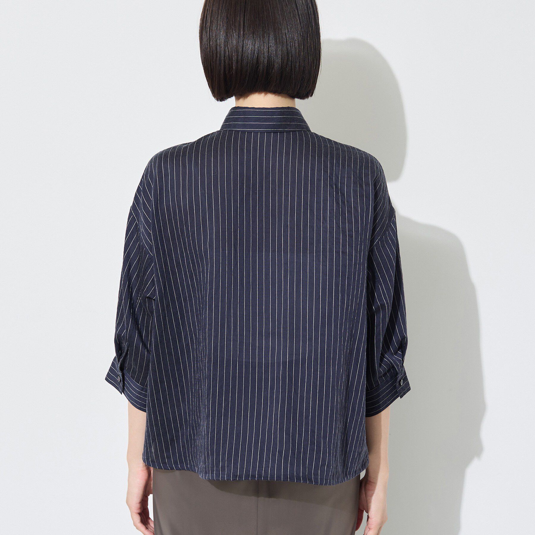 INDIVI「【シアー／7分袖】体型カバーゆったりシャツ」|シャツ・ブラウス|