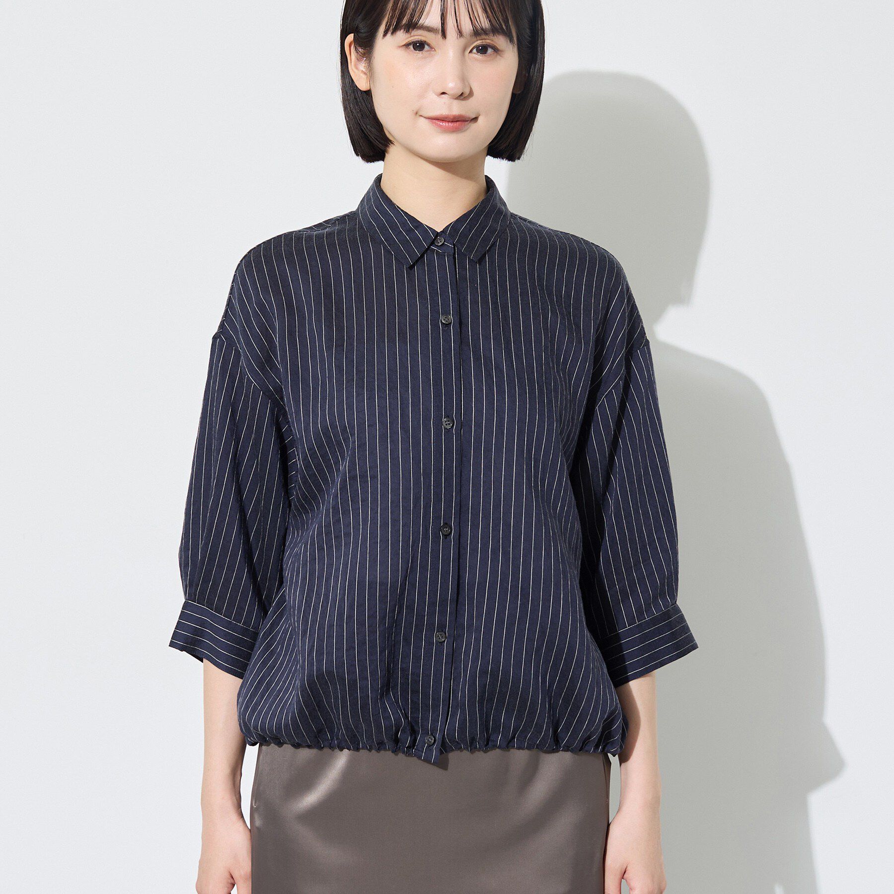 INDIVI「【シアー／7分袖】体型カバーゆったりシャツ」|シャツ・ブラウス|