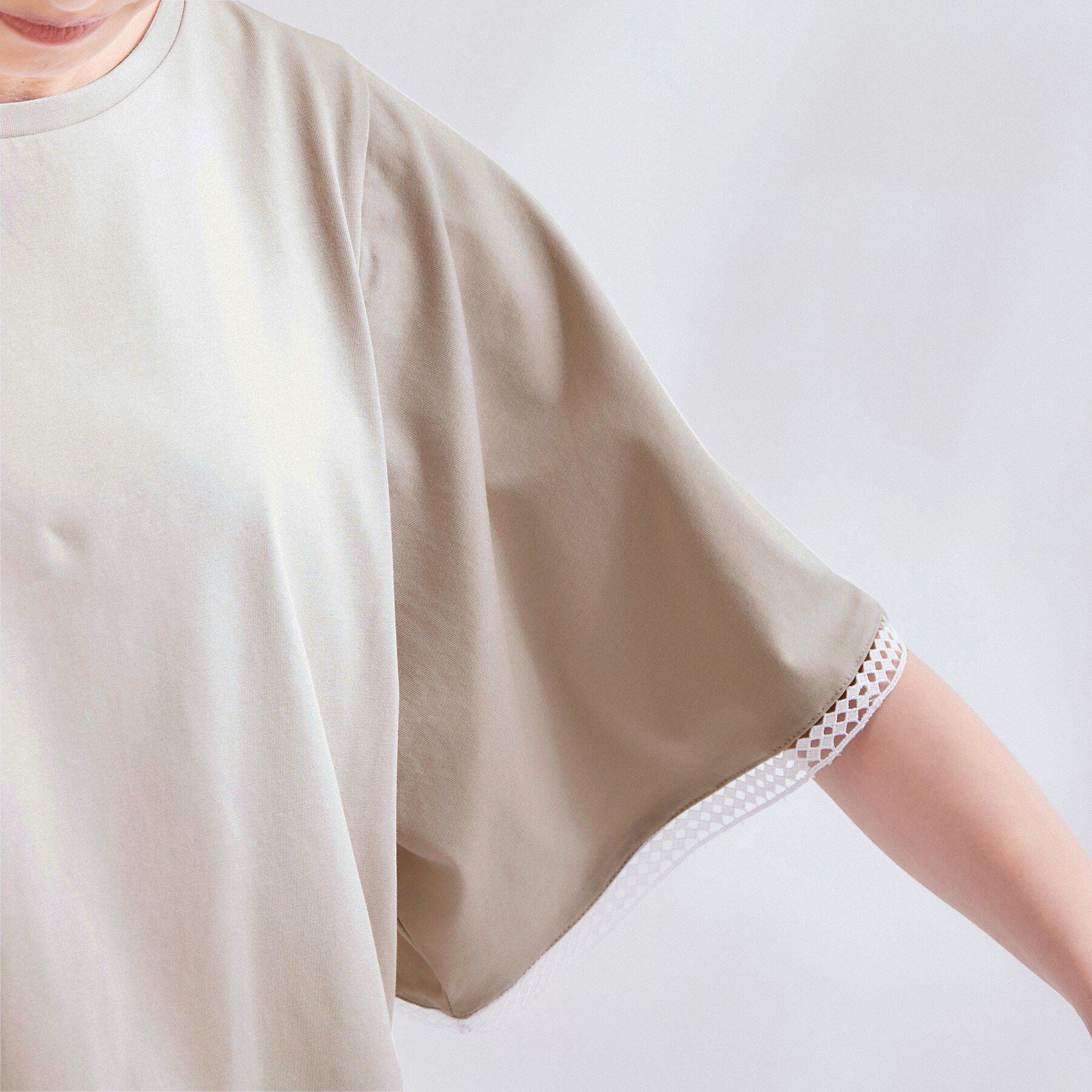 OPAQUE.CLIP「袖口レースフレアスリーブカットソー【洗濯機OK】」|Tシャツ・カットソー|