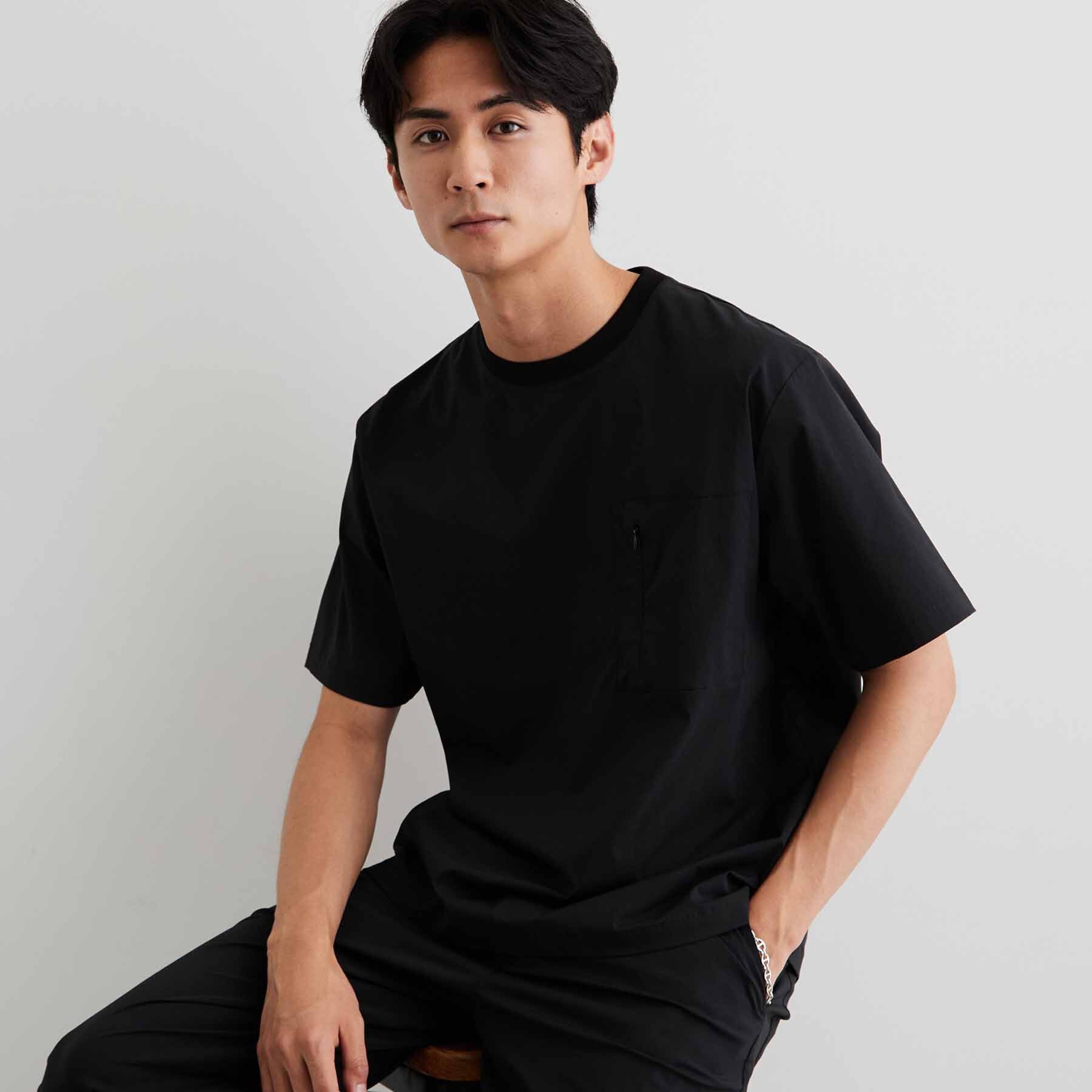 THE SHOP TK「【接触冷感/洗濯機OK／セットアップ可】ナイロンストレッチ半袖Tシャツ」|Tシャツ・カットソー|