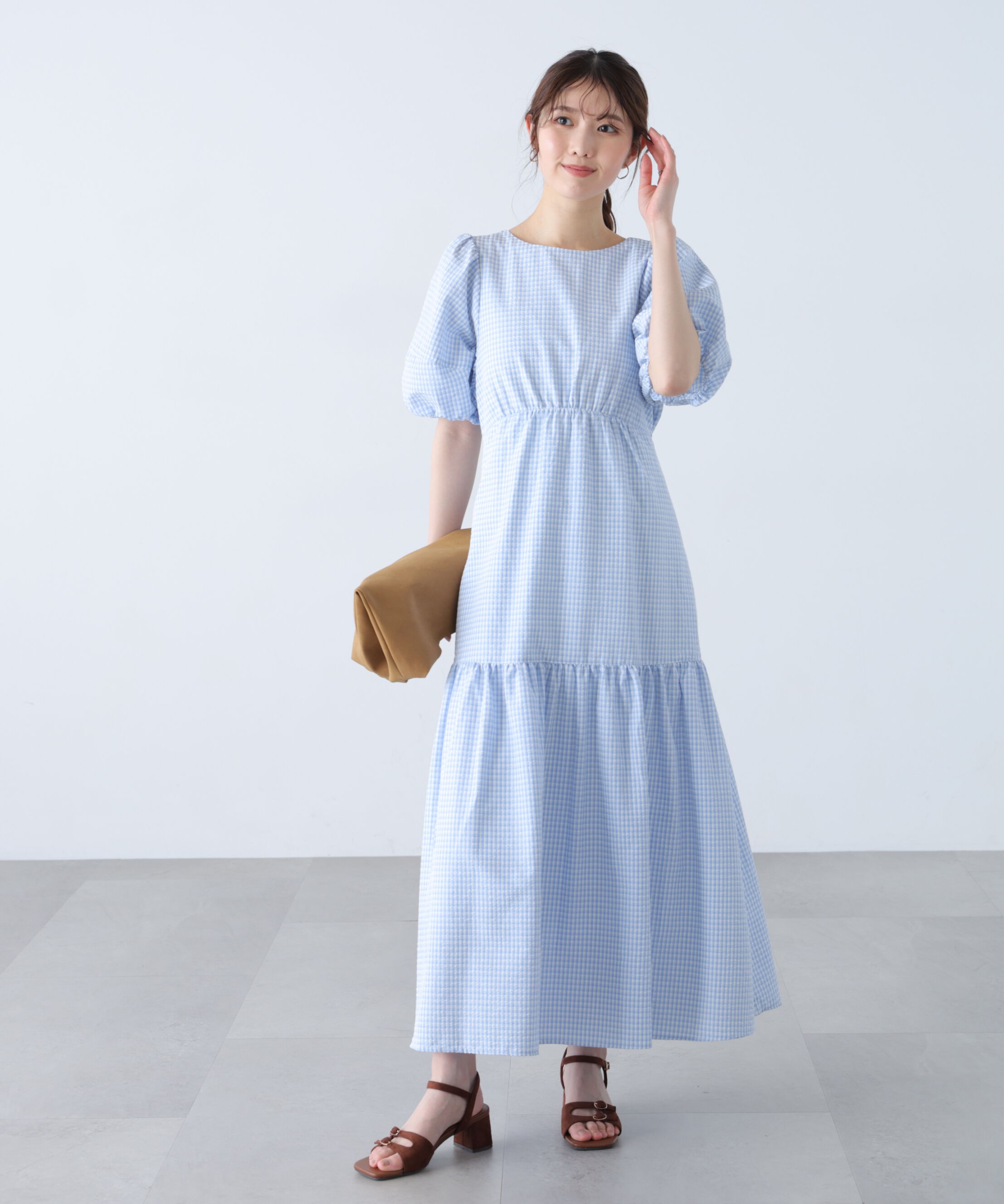  「ランタンスリーブバックリボンワンピース」|ワンピース|