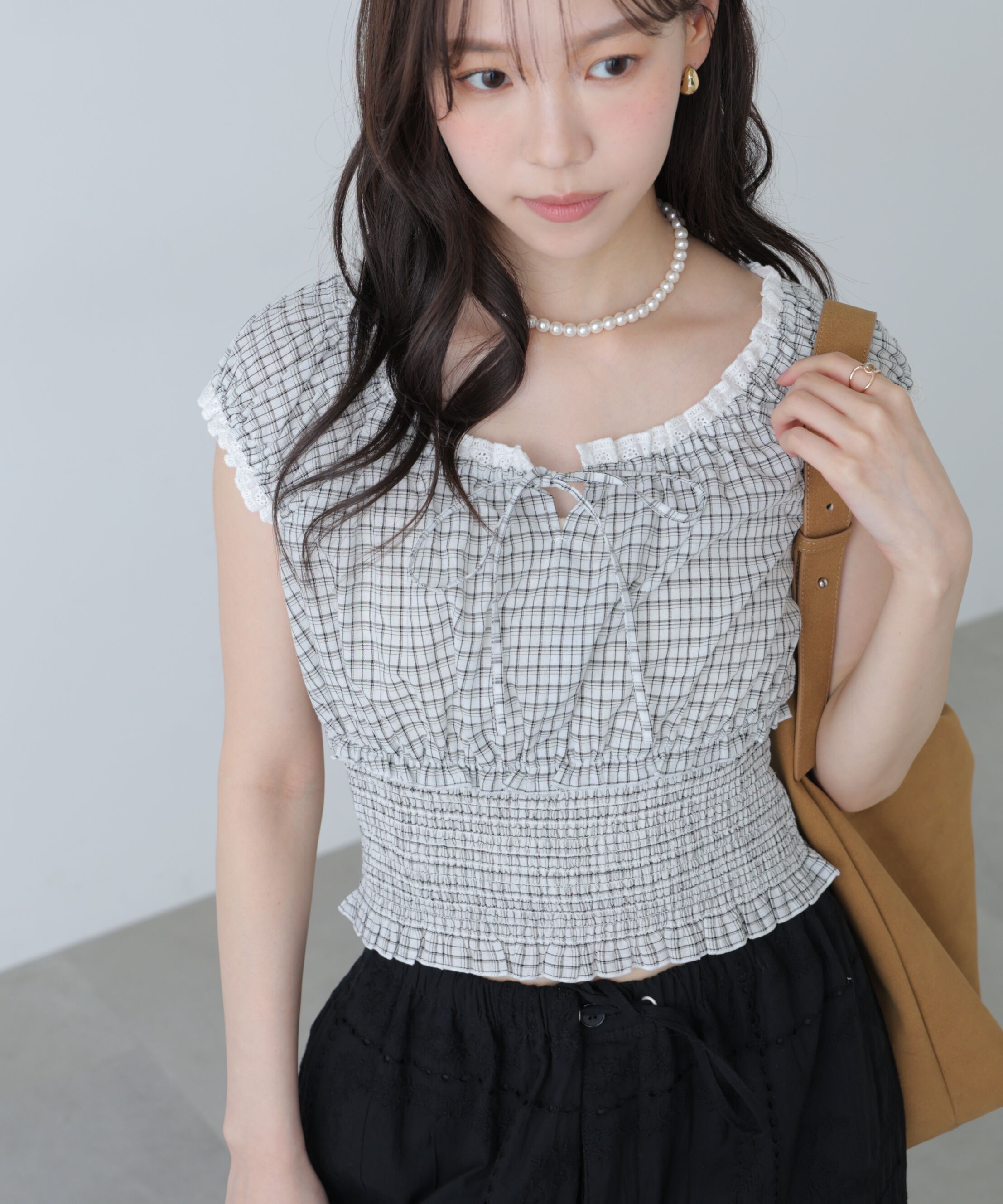  「2wayオフショルチェックブラウス」|シャツ・ブラウス|