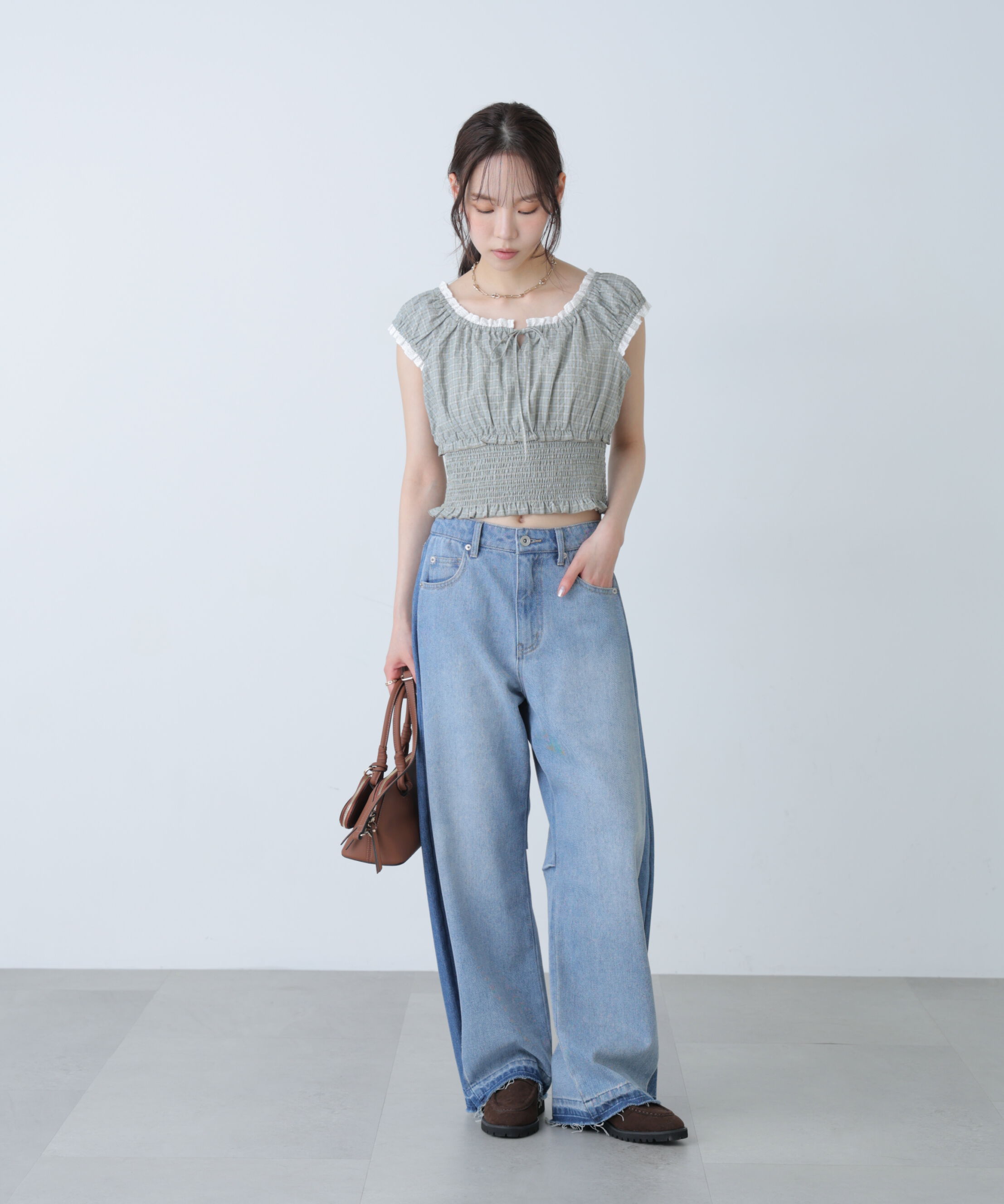  「2wayオフショルチェックブラウス」|シャツ・ブラウス|