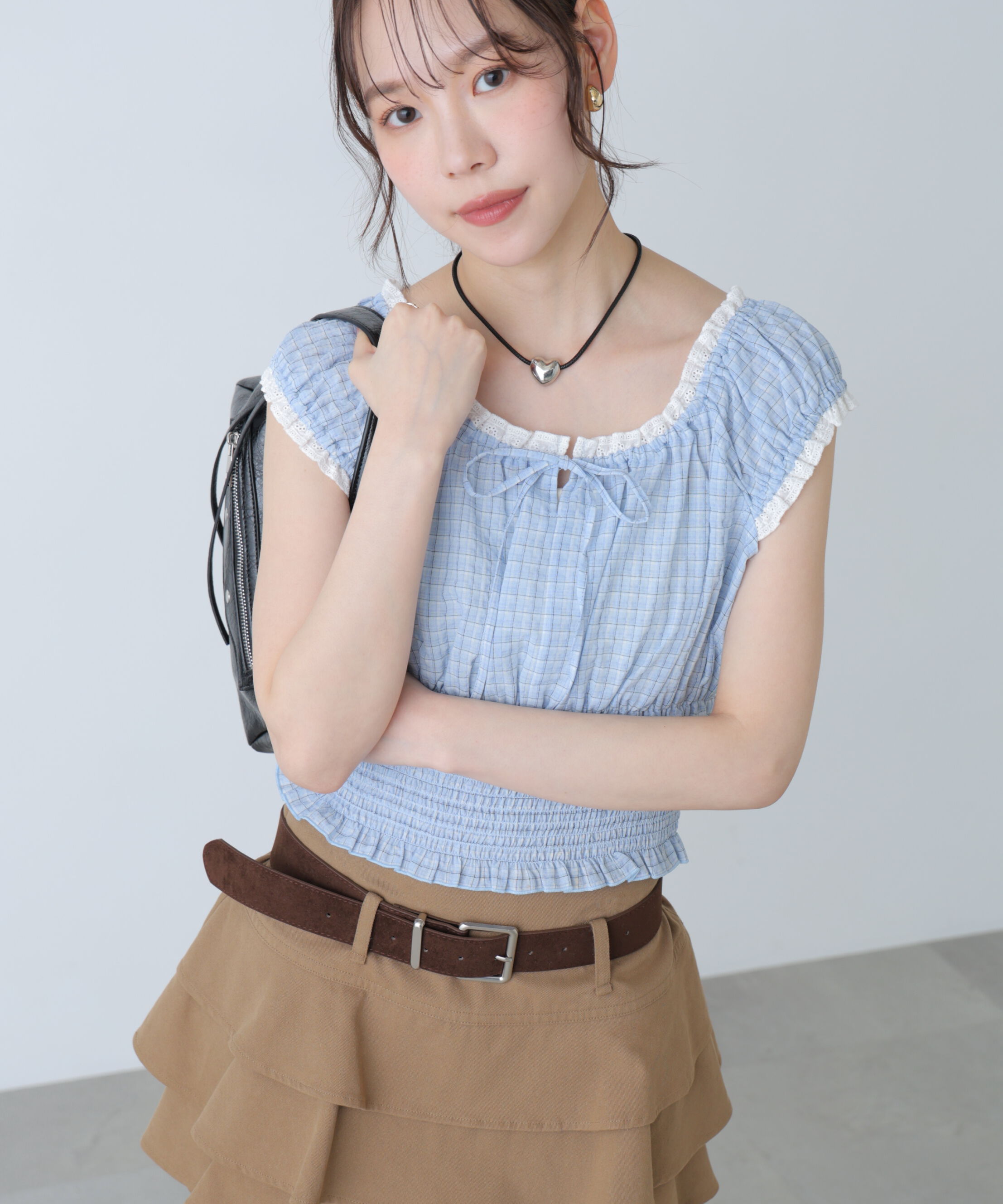 「2wayオフショルチェックブラウス」|シャツ・ブラウス|