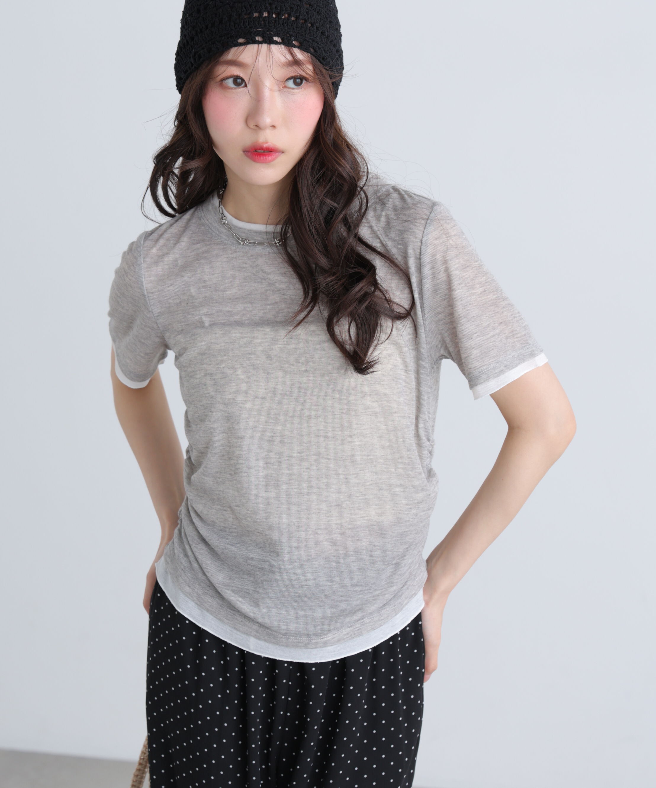  「レイヤード風半袖カットソー」|Tシャツ・カットソー|