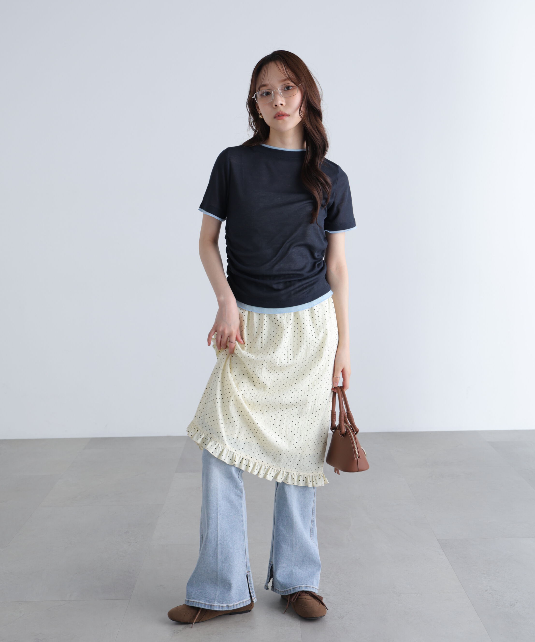  「レイヤード風半袖カットソー」|Tシャツ・カットソー|