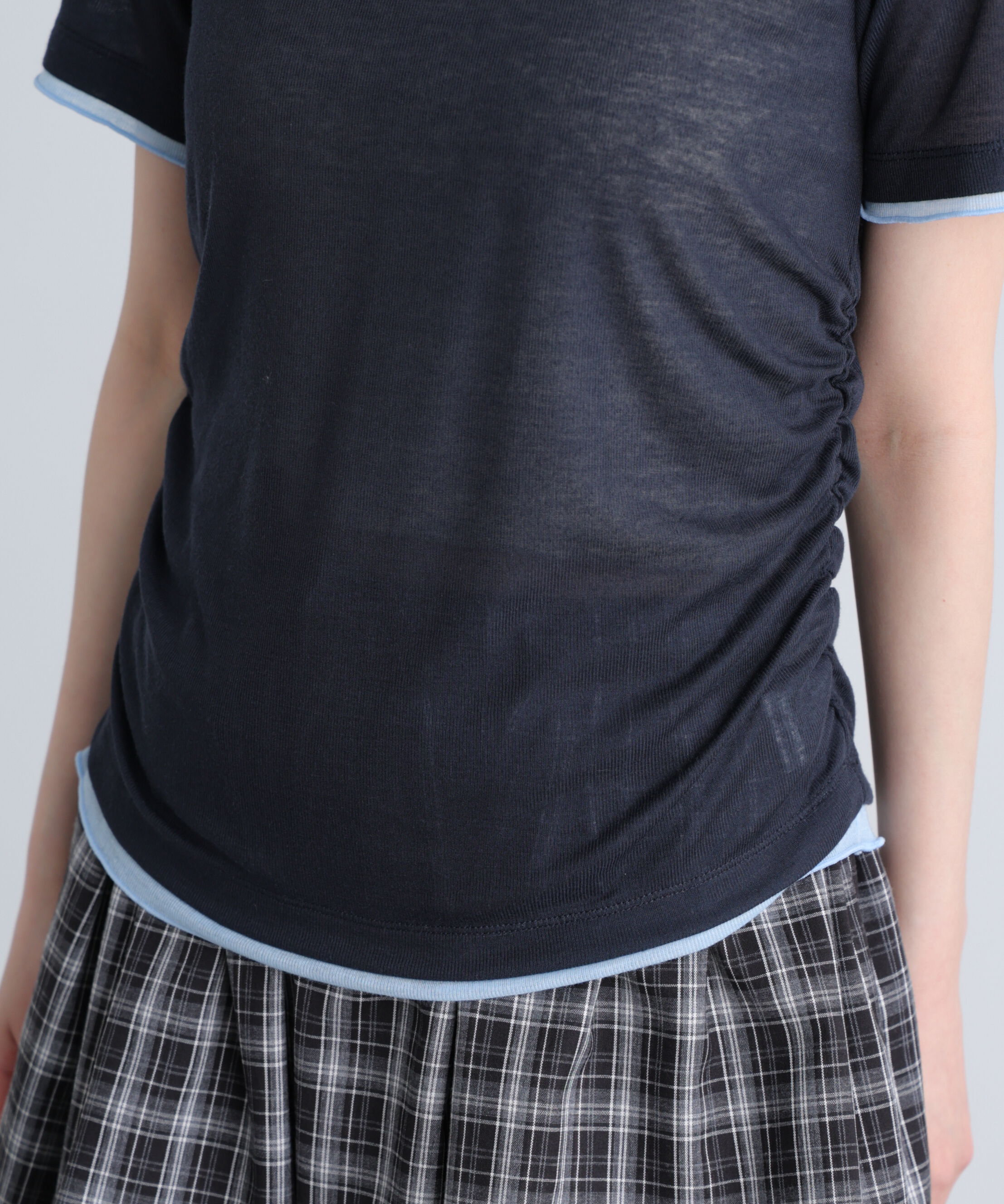  「レイヤード風半袖カットソー」|Tシャツ・カットソー|