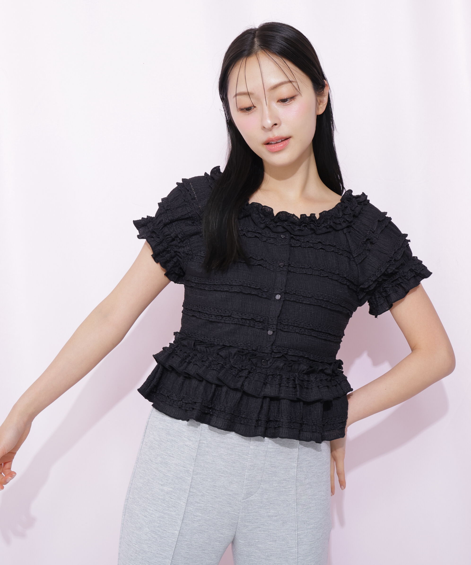  「フリルカットソートップス」|Tシャツ・カットソー|