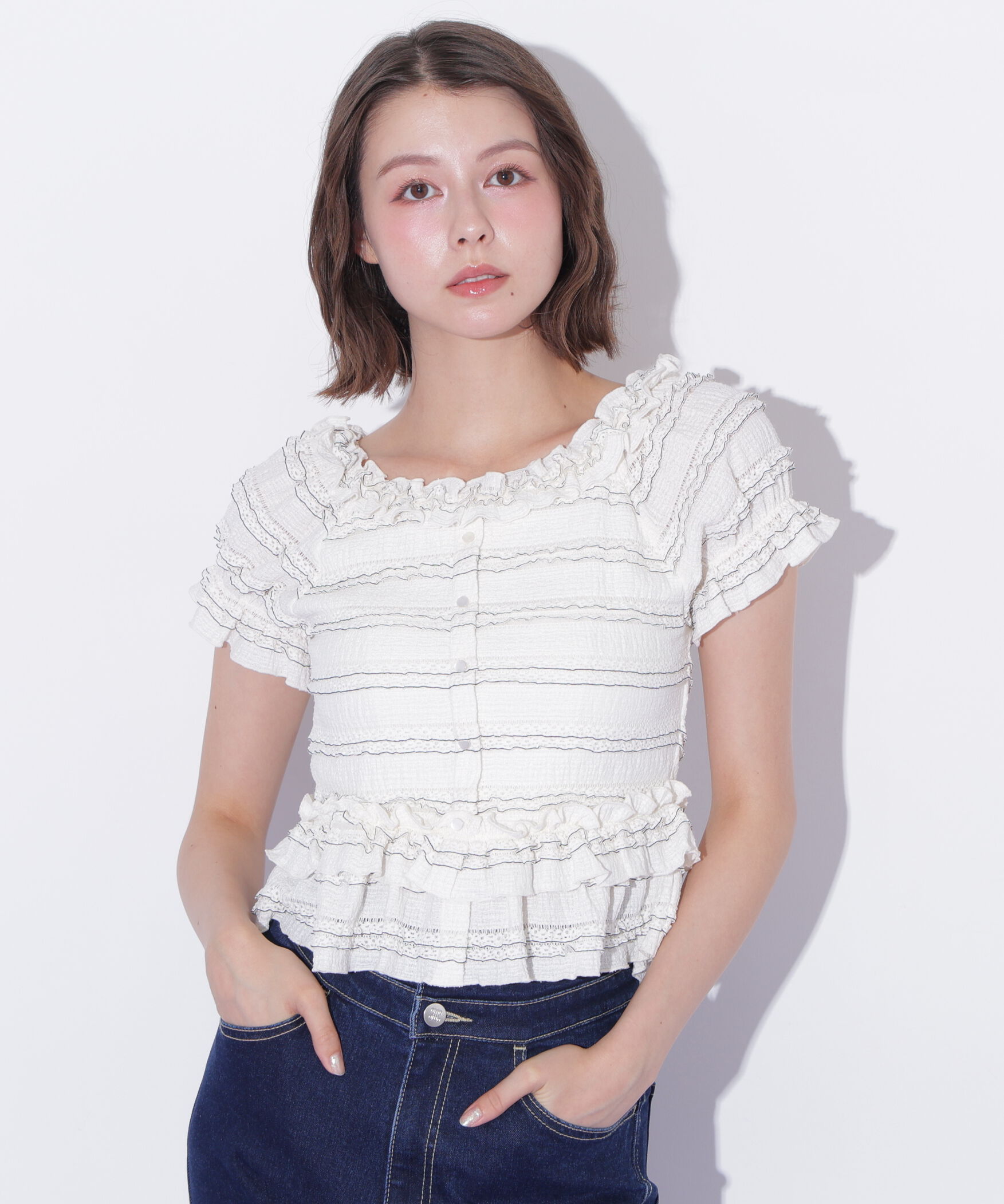  「フリルカットソートップス」|Tシャツ・カットソー|