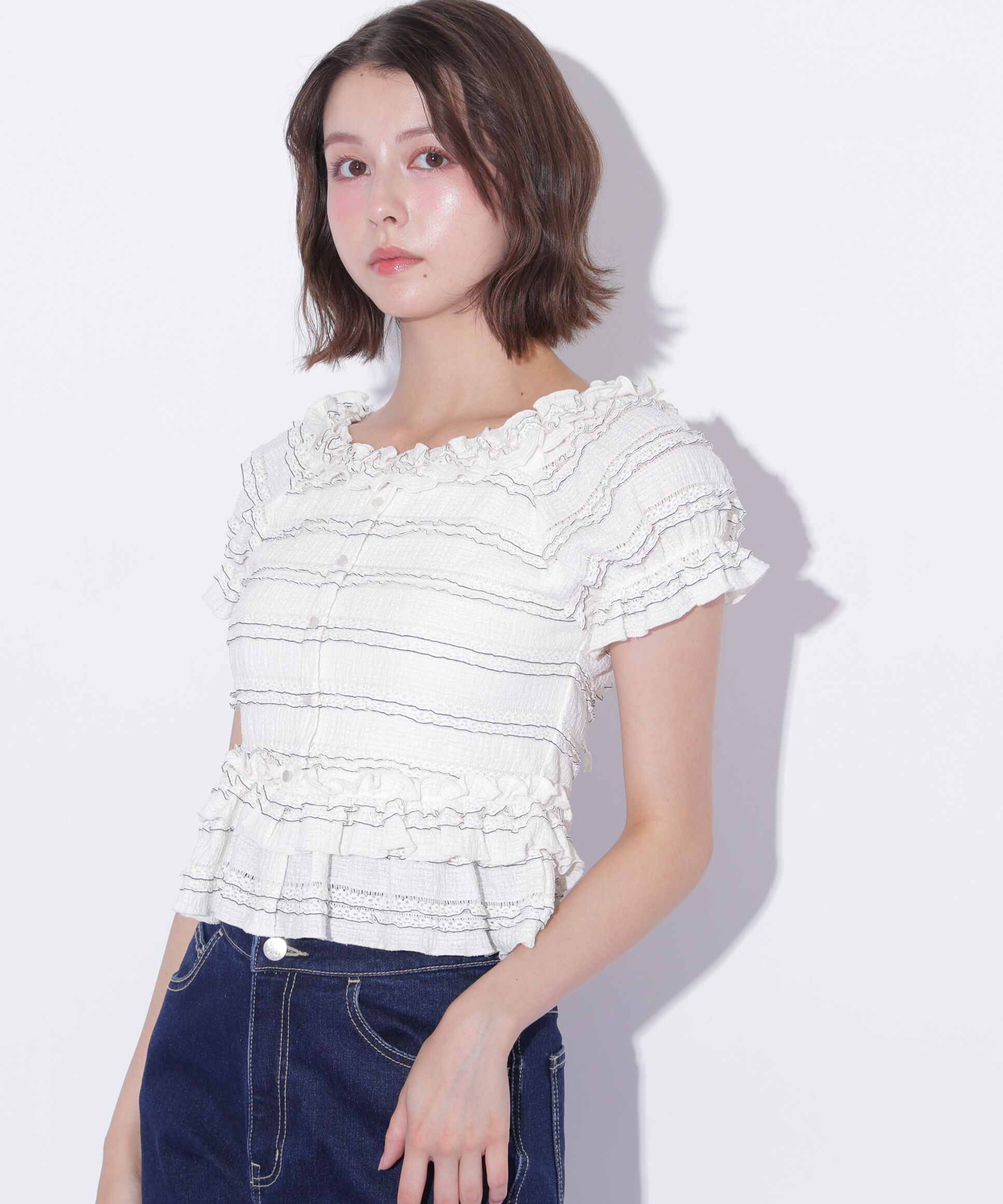  「フリルカットソートップス」|Tシャツ・カットソー|