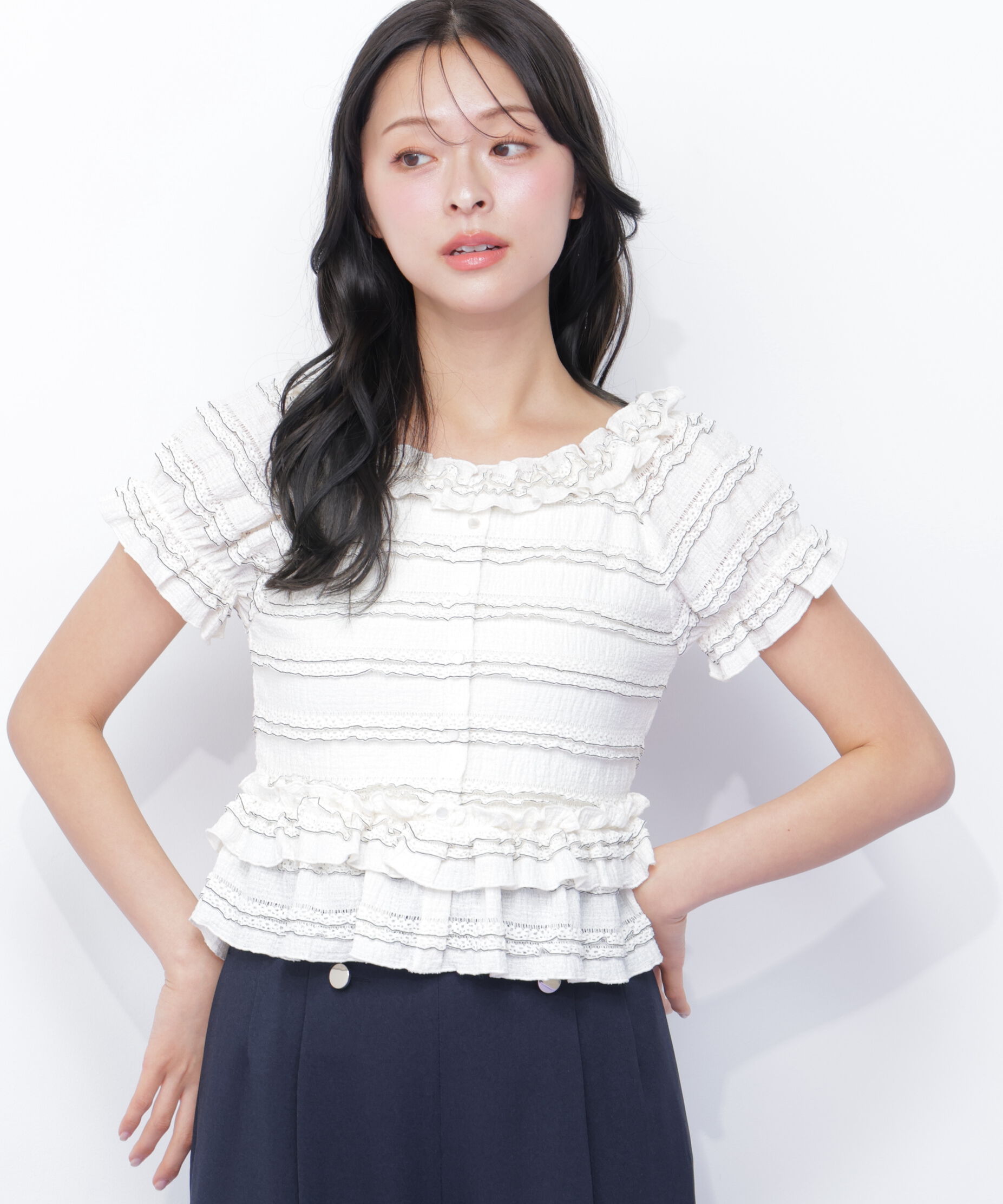  「フリルカットソートップス」|Tシャツ・カットソー|