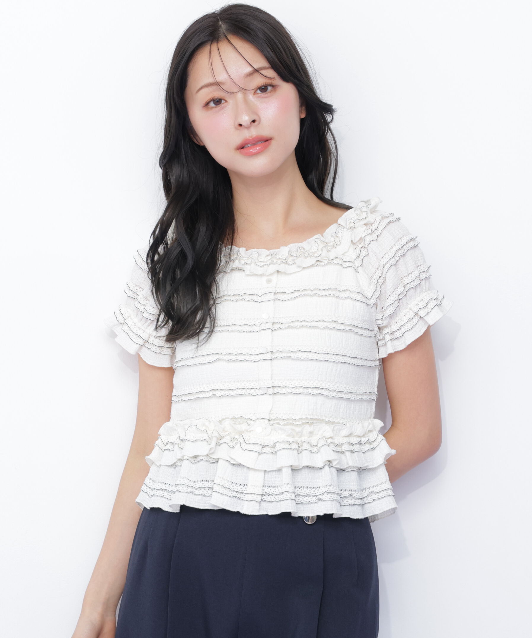  「フリルカットソートップス」|Tシャツ・カットソー|