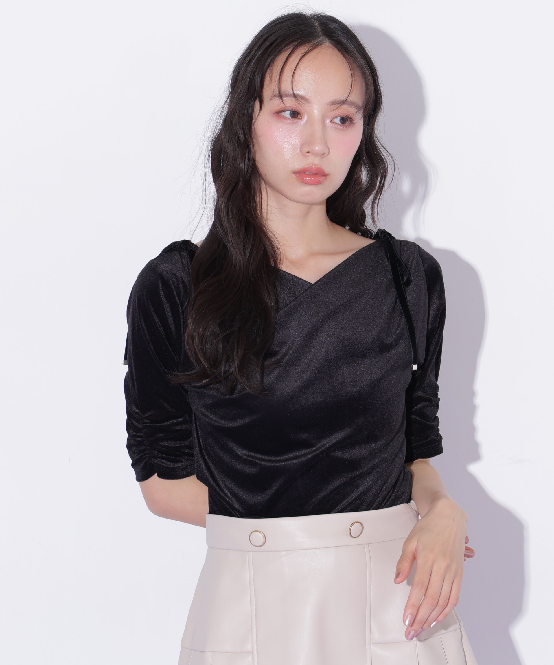  「シアーベロアドレープトップス」|Tシャツ・カットソー|