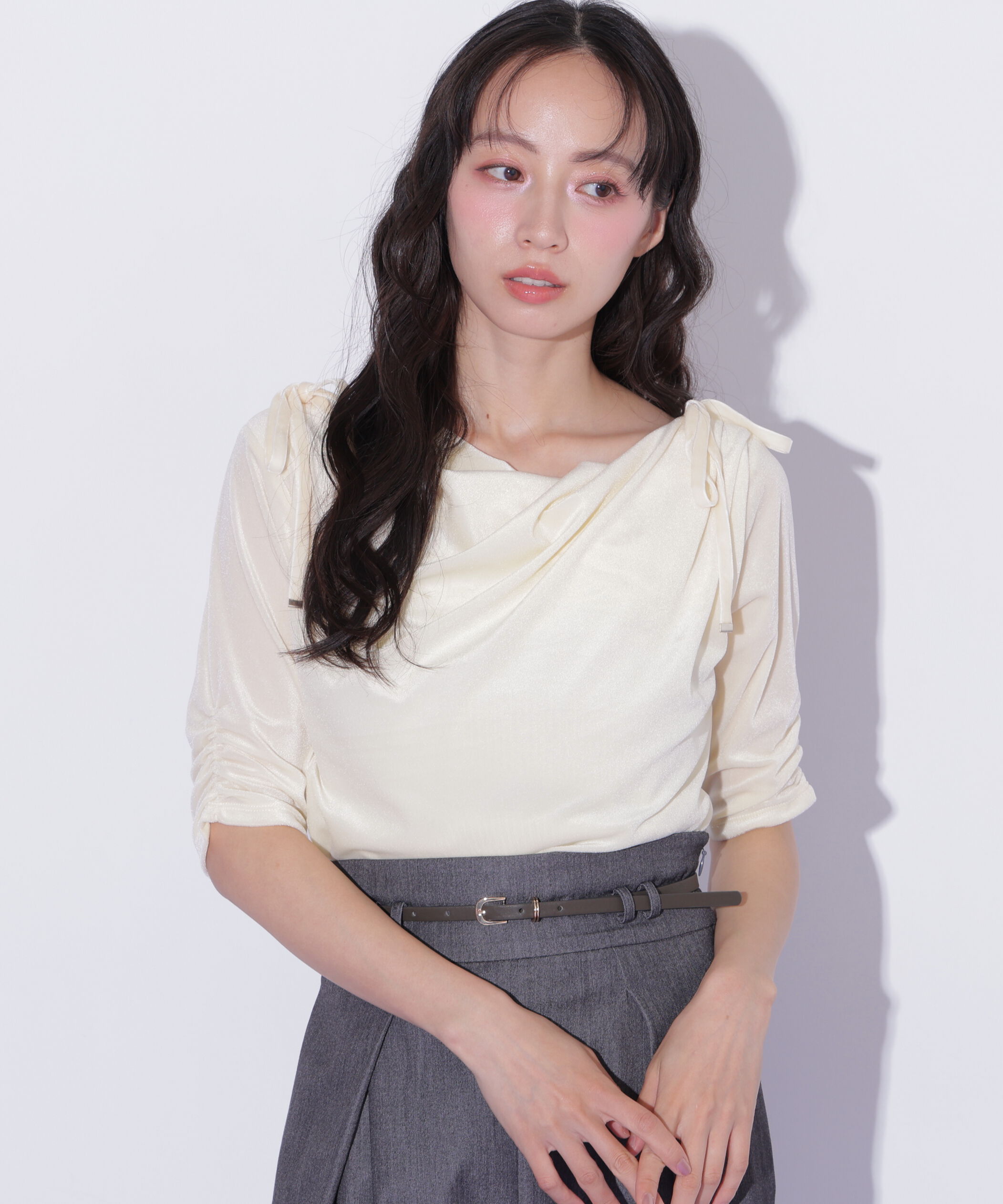 「シアーベロアドレープトップス」|Tシャツ・カットソー|