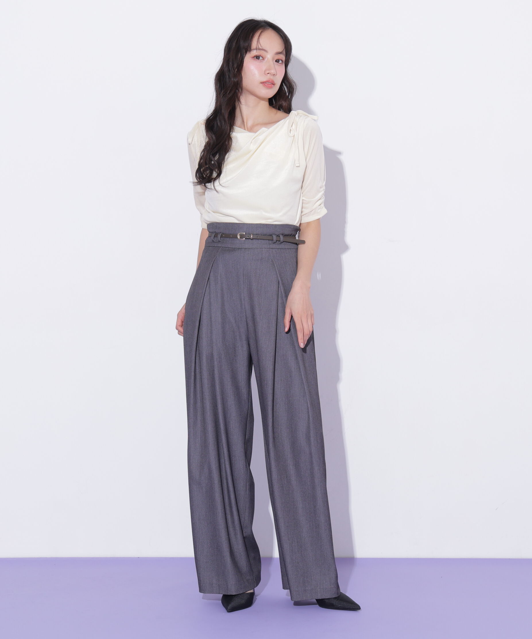  「シアーベロアドレープトップス」|Tシャツ・カットソー|
