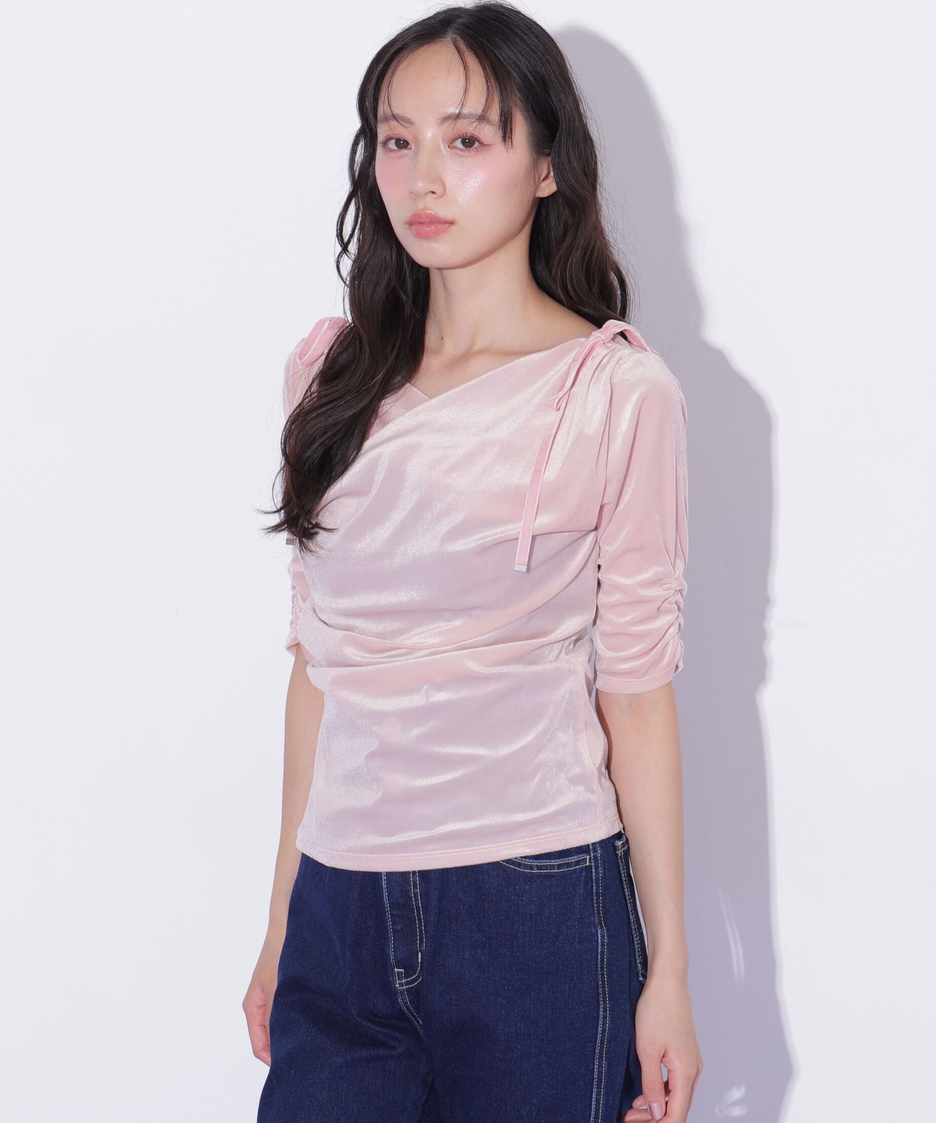 「シアーベロアドレープトップス」|Tシャツ・カットソー|