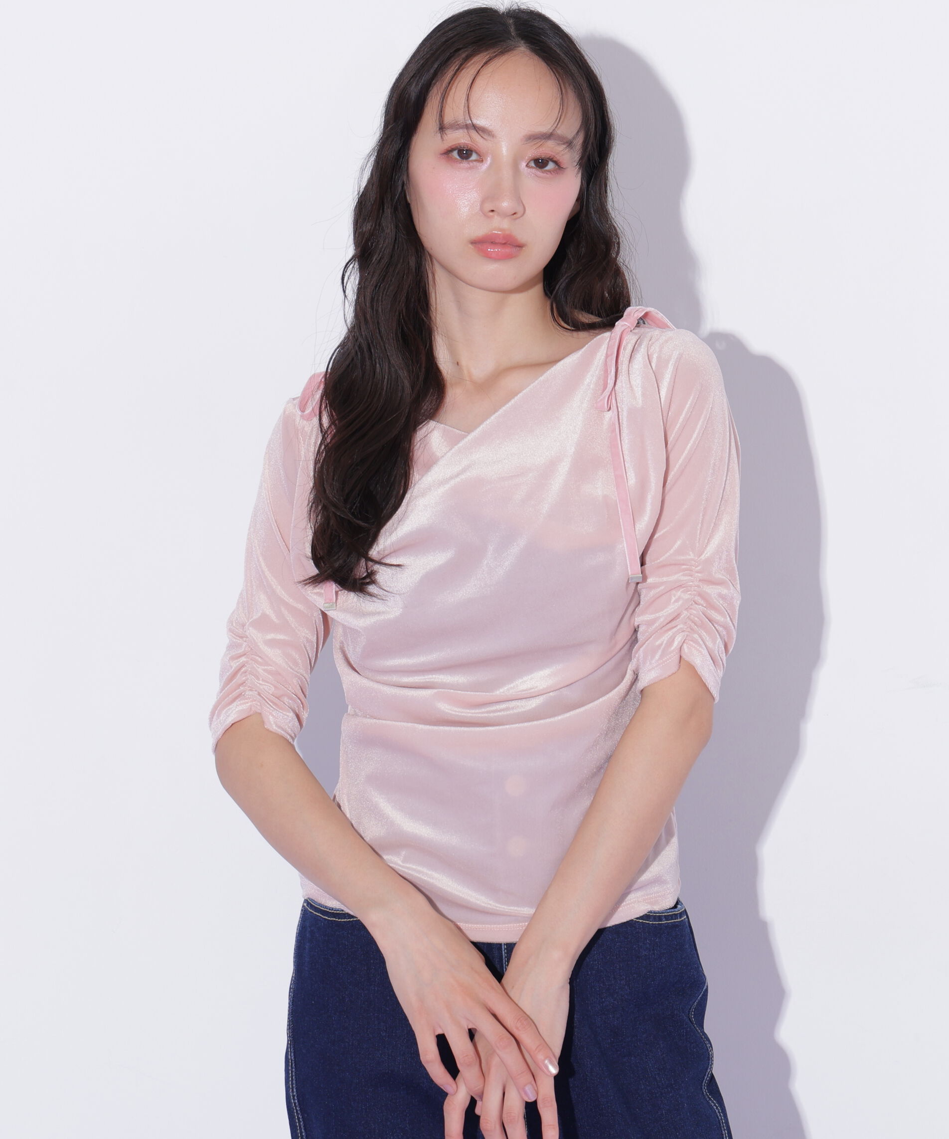  「シアーベロアドレープトップス」|Tシャツ・カットソー|