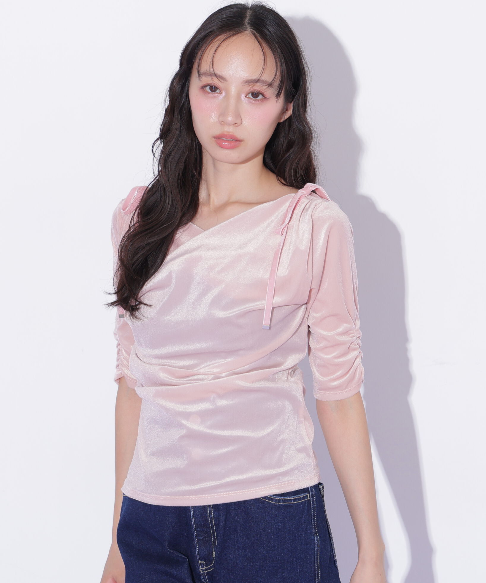 「シアーベロアドレープトップス」|Tシャツ・カットソー|