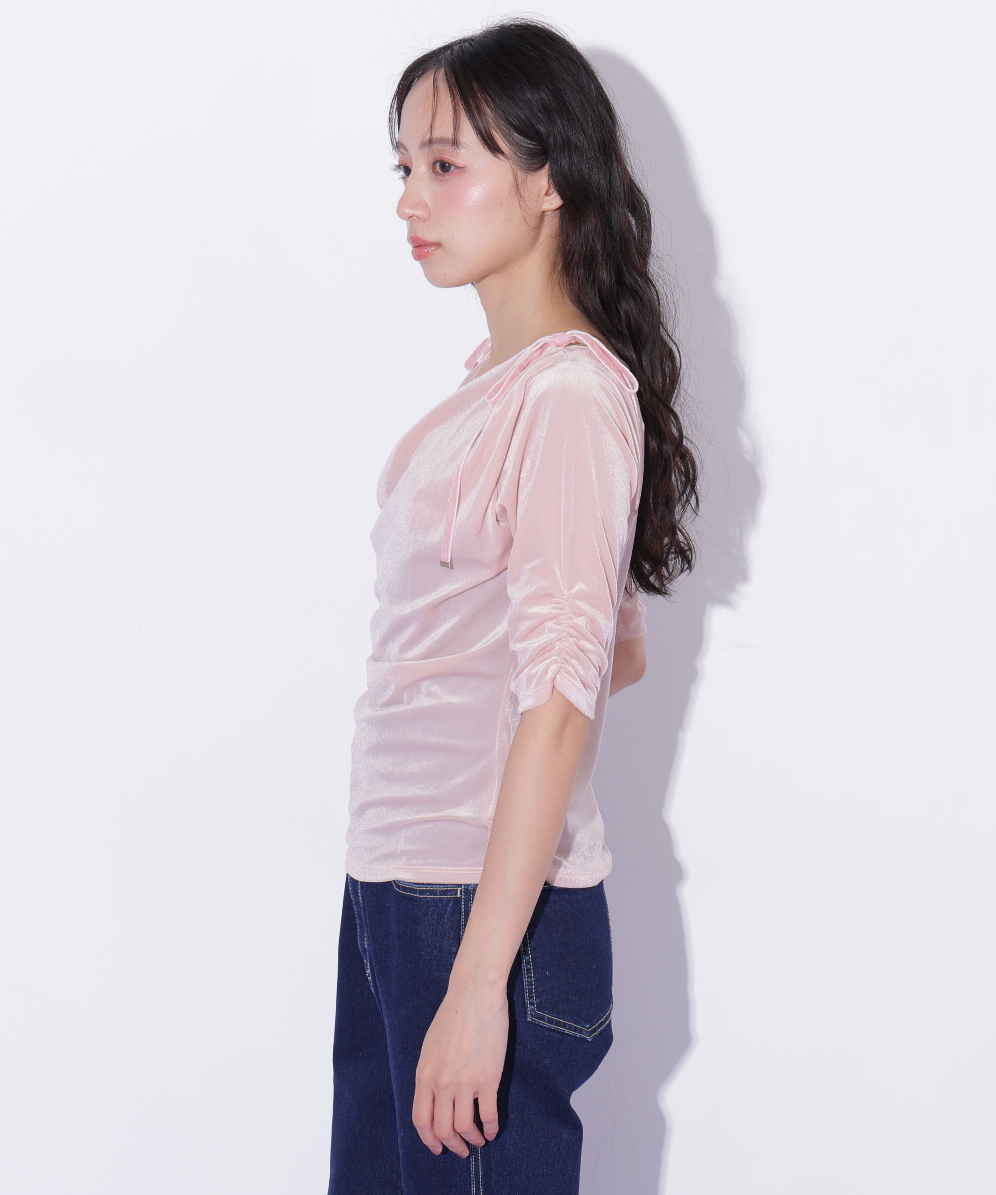 「シアーベロアドレープトップス」|Tシャツ・カットソー|