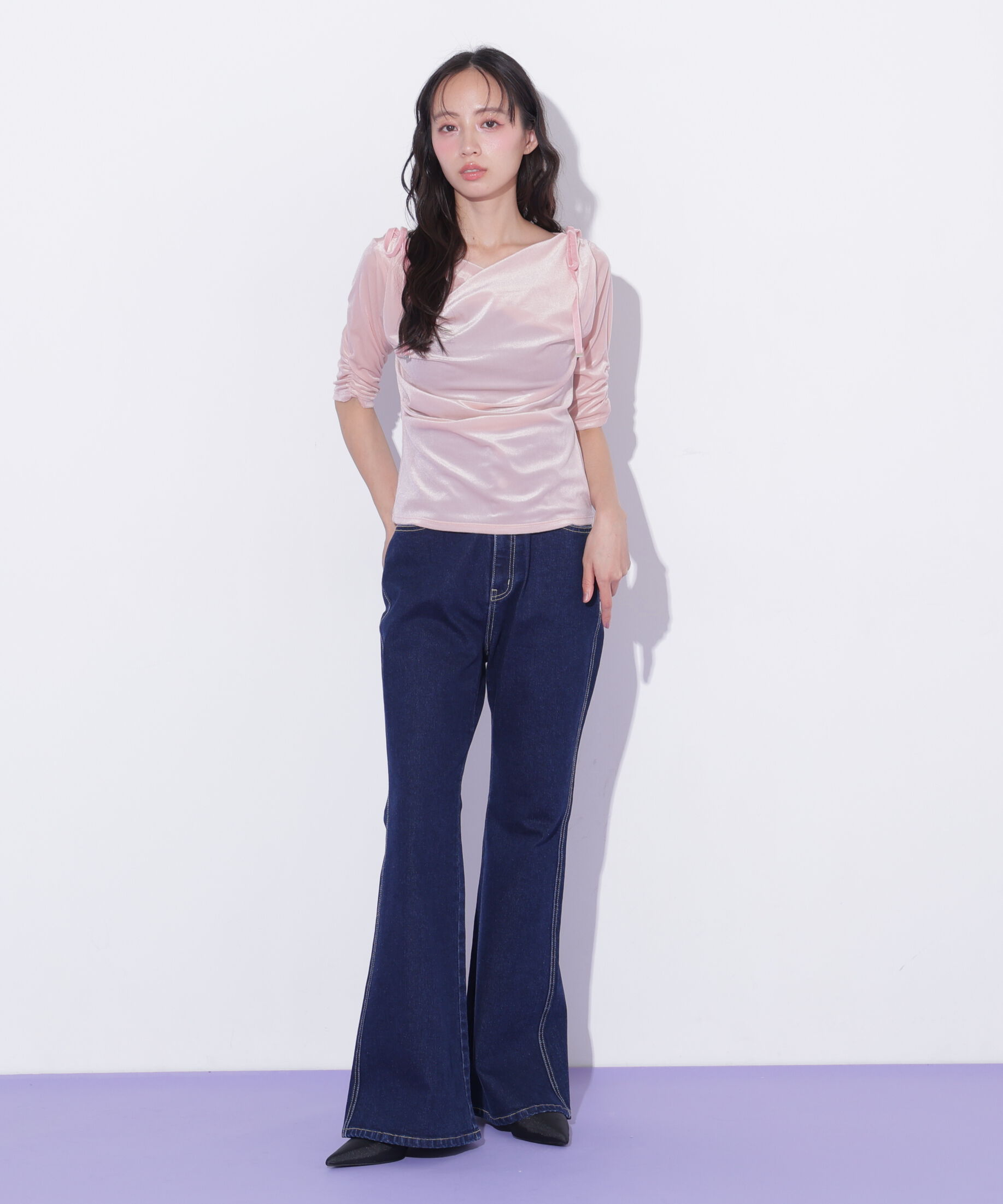  「シアーベロアドレープトップス」|Tシャツ・カットソー|