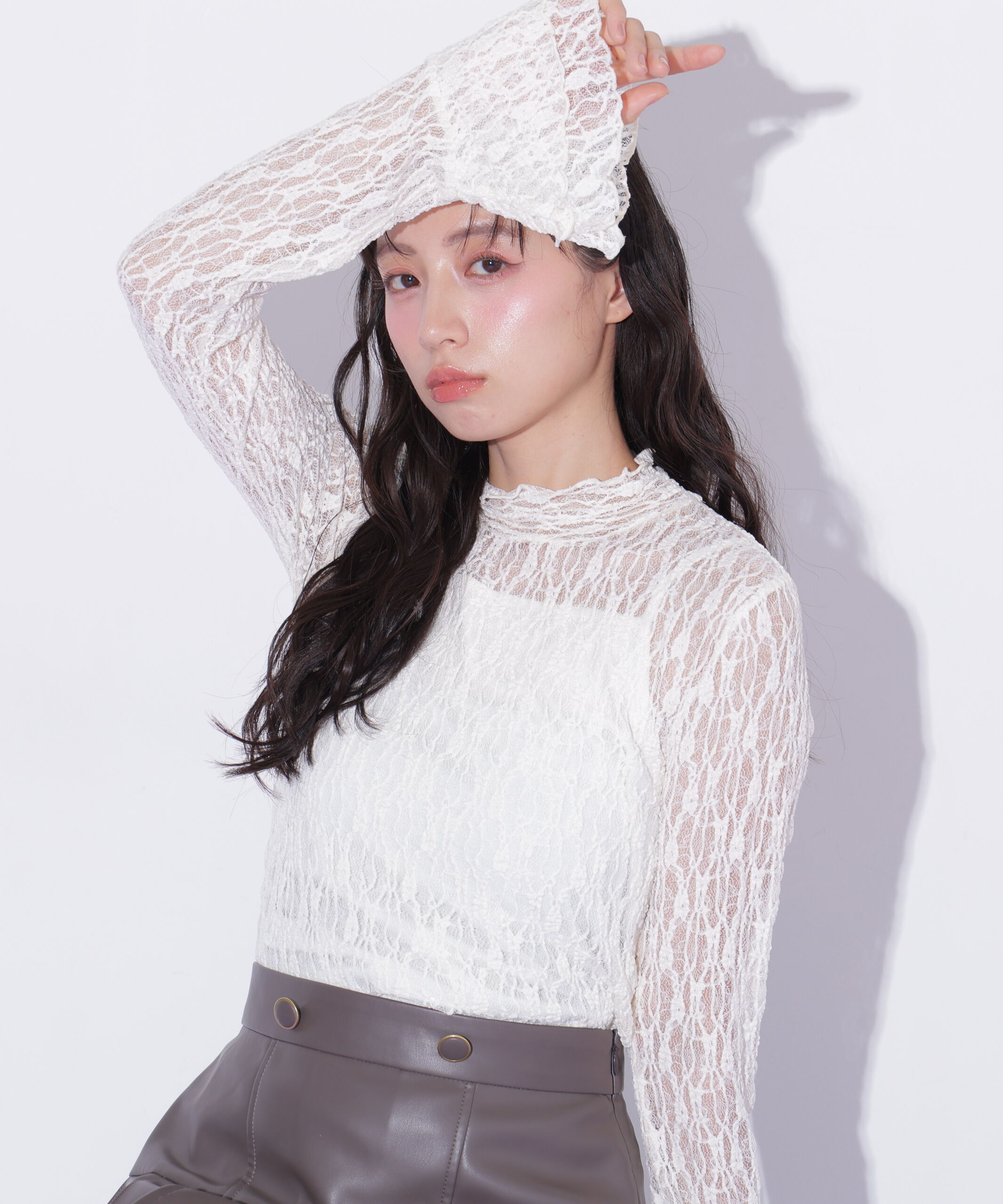  「袖フレアレーストップス」|Tシャツ・カットソー|ホワイト