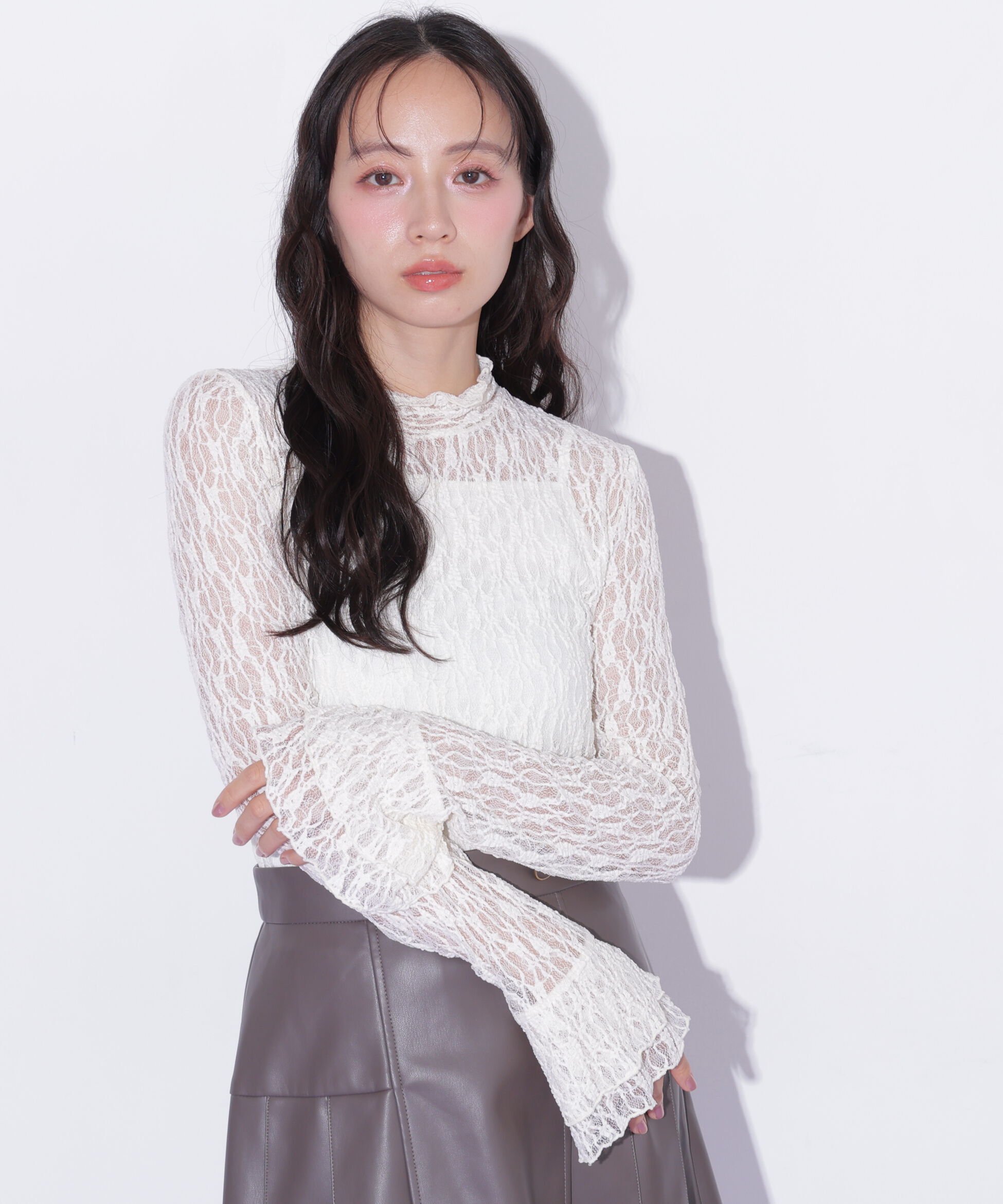  「袖フレアレーストップス」|Tシャツ・カットソー|