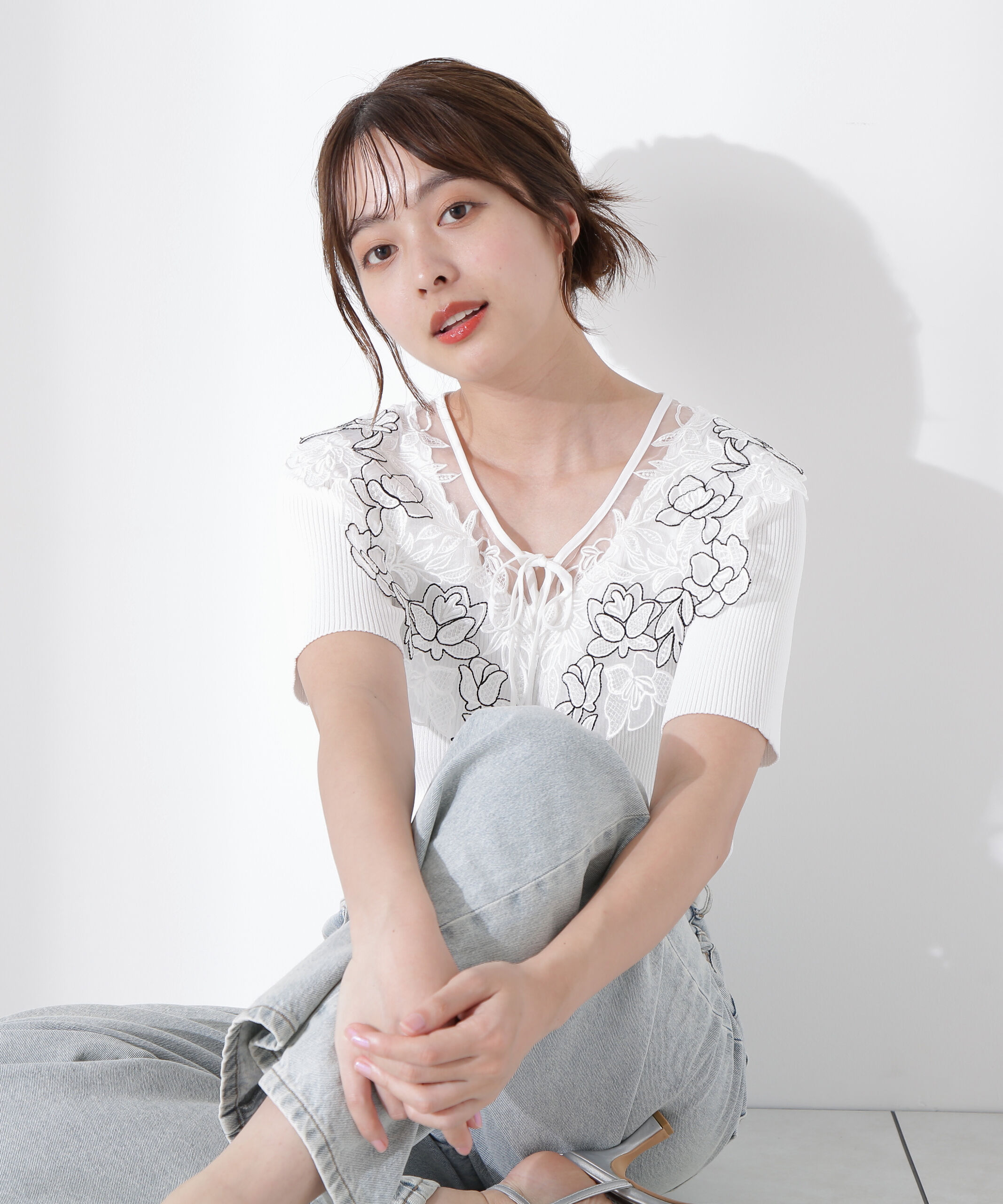 PROPORTION BODY DRESSING「ケープ風レース付きニット」|ニット・セーター|
