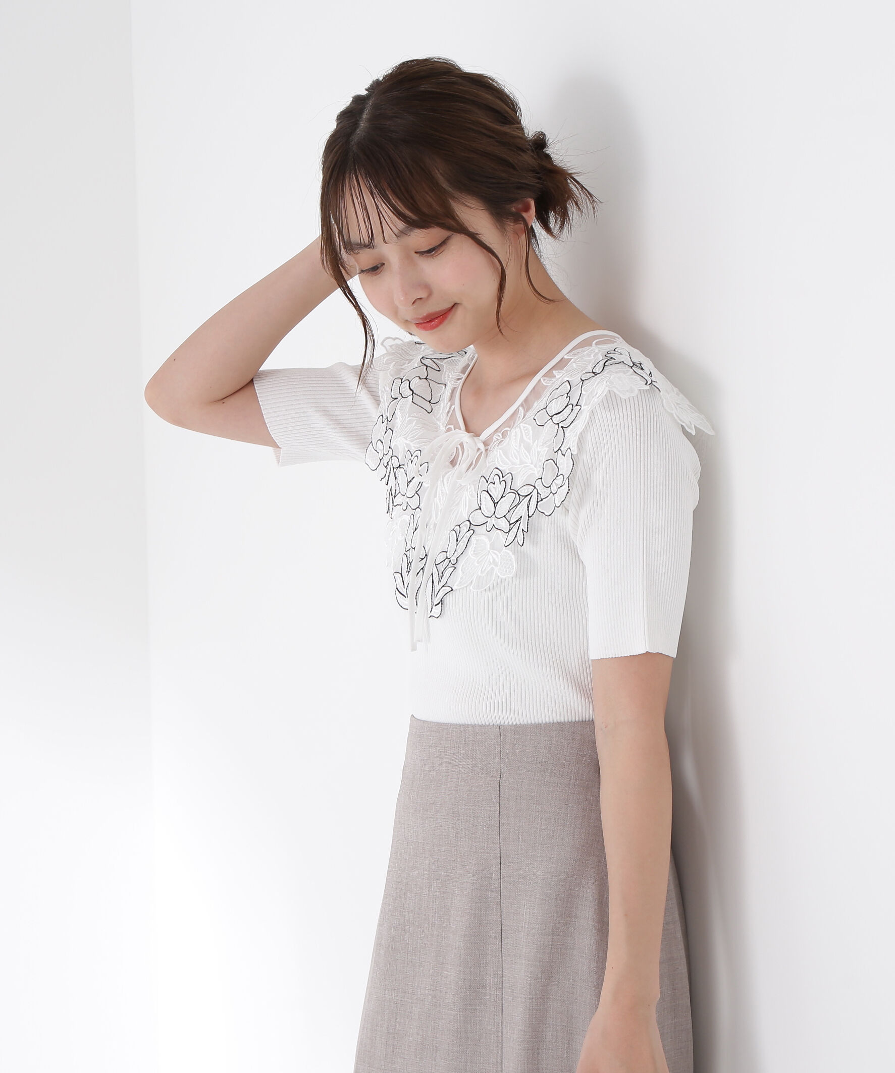 PROPORTION BODY DRESSING「ケープ風レース付きニット」|ニット・セーター|